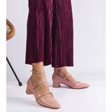 Gemre Beige patent leather pumps with a strap by Hermana | Shoptok.si