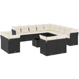  14-dijelni set vrtnih sofa s jastucima poliratan crni | shoptok.hr
