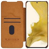 Nillkin Qin Leather Pro preklopna torbica z zaščito za kamero za Samsung Galaxy S23 - rjava | Shoptok.si