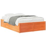 vidaXL Posteljni okvir voščeno rjav 120x190 cm trdna borovina | Shoptok.si