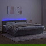  Box spring postelja z vzmetnico LED svetlo siva 200x200cm žamet, (20723917) | Shoptok.si