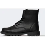 Defacto Men&#39;s Lace-Up and Zippered High-Sole Faux Leather Boots