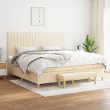  The Living Store Box spring postelja z vzmetnico krem 200x200 cm blago - Box Spring Postelja, (21517471) Cene