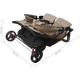  Otroški voziček za dvojčke taupe jeklen | Shoptok.si