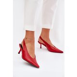 Boto High Heels With Open Heel Eco Leather Red Aricandia | Shoptok.si