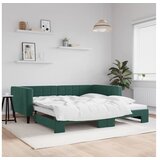 vidaXL Izvlečna dnevna postelja temno zelena 100x200 cm žame Cene