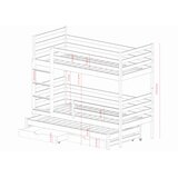 Molarem Home Drveni dječji krevet na kat Luk s tri kreveta i ladicom - kašmir - 190x90 cm - Bez madraca | shoptok.hr