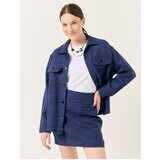 Jimmy Key Navy Blue Long Sleeve Pocket Tweed Shirt Jacket cene