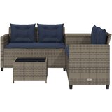  Vrtna sofa sa stolom i jastucima L-oblika siva poli ratan | Shoptok.si