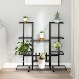 vidaXL stalak za cvijeće s kotačima 94,5x24,5x91,5 cm crni željezni Cijene