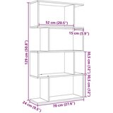 vidaXL Pregrada / regal za knjige 4 razina crni 70x24x129 cm drveni | shoptok.hr
