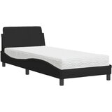  The Living Store Postelja z vzmetnico črna 90x200 cm blago - Postelja, (21496802) | Shoptok.si