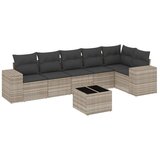 Maison Chic Seti vrtnega pohištva - Vrtna garnitura - Vrtni pohištvo set 7-delna z blazinami siv poli ratan, (21803470) | Shoptok.si
