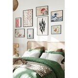 Wallxpert set od 8 uramljenih slika Çgs-018, japanski motivi – veliki talas, crveno sunce, trešnjin cvet, ždral i leptiri, crni ram u