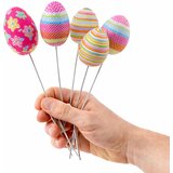  Easter Eggs on Wire Pick Dots Flowers Stripes Decoration Colorful 6pcs | Shoptok.si