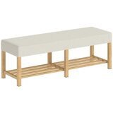 Nesta Klop za čevlje iz masivnega lesa 140 cm, oblazinjena sedežna površina, naravni les+krema bela, moderna klop za hodnik, za 2 osebi, (5000493459) | Shoptok.si