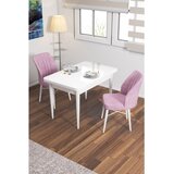 Hanah home trpezarijski set Arp, sto i 2 stolice, bela ploča, roze tkanina Babyface | Eponuda.com