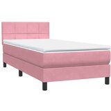  spring postelja z vzmetnico roza 80x220 cm žamet, (21791043) | Shoptok.si