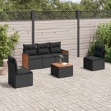 Maison Chic Seti vrtnega pohištva - Vrtna garnitura - Vrtni pohištvo set 6-delna z blazinami črna poli ratan, (21805762) | Shoptok.si