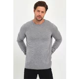 Lafaba Men's Gray Crew Neck Basic Knitwear Sweater