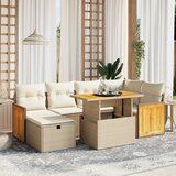 Maison Chic Seti vrtnega pohištva - Vrtna garnitura - Vrtni pohištvo set 7-delna z blazinami bež poli ratan, (21807588) | Shoptok.si