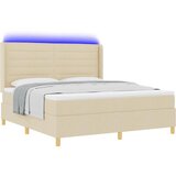  Krevet s opruga kutije s LED trakama Krema 180 x 200 cm tkanina | shoptok.hr