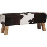  Klupa 110 x 30 x 45 cm Prava koža Crna i bijela Slike