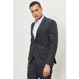 Altinyildiz classics Men's Dark Gray Slim Fit Slim Fit Monocollar Checkered Suit.