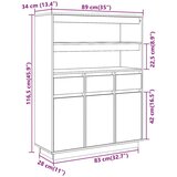 vidaXL Visoka ploča bijela 89x34x116,5 cm puno drvo bor | shoptok.hr
