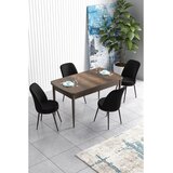 Hanah home trpezarijski set Han, sto na razvlačenje i 4 stolice, ploča u dekoru drveta Baroque, crna tkanina Jerry | Eponuda.com