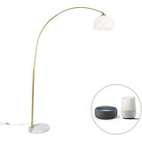 QAZQA Pametna obločna svetilka iz medenine z belim senčnikom, vključno z Wifi A60 - Arc Basic | Shoptok.si