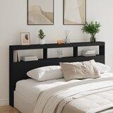 vidaXL Omarica za vzglavje postelje LED črna 200x17x102 cm Cene