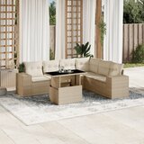 The Living Store Vrtna sedežna garnitura 7-delna z blazinami bež poli ratan - Vrtna Sedežna Garniture, (21459710) | Shoptok.si