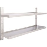  Zidne police s 2 razine od nehrđajućeg čelika 150 x 30 cm | shoptok.hr
