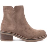 Shelvt Classic dark beige ankle boots with a stable heel Cene