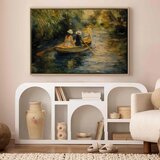  Slika - Boat crossing - painting of two women sailing a boat on a river 120x80 U prirodnom drvenom okviru | shoptok.hr