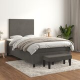 vidaXL Box spring postelja z vzmetnico temno siva 120x200 cm žamet Cene