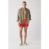Avva Men's Red Quick Dry Geometric Printed Standard Size Custom Boxed Swimsuit Marine Shorts