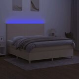 vidaXL Krevet box spring s madracem LED krem 160x200 cm od tkanine | shoptok.hr