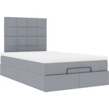 vidaXL Otomanski posteljni okvir z vzmetnico siv 120x200 cm blago | Shoptok.si