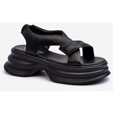 GOE Zazoo 2743 Suede Wedge Sandals Black | shoptok.hr