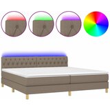  box spring s madracem LED smeđesivi 200x200 cm tkanina | shoptok.hr