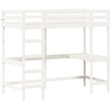  The Living Store Posteljni okvir z mizo bel 90x190 cm trdna borovina - Visoka Postelja, (21501630) | Shoptok.si