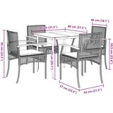  5-dijelni vrtni blagovaonski set od poliratana s jastucima bež 80 x 80 x 74 cm | shoptok.hr