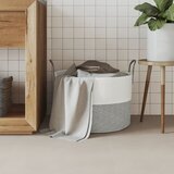  Košara za pohranu sivo-bijela Ø 51x33 cm pamučna | Eponuda.com