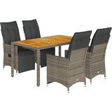 5-dijelni vrtni bistro set od poliratana s jastucima sivi 150 x 90 x 75 cm | shoptok.hr