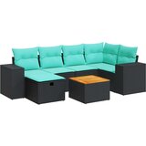 vidaXL Vrtna sedežna garnitura 7-delna z blazinami črn poli ratan | Shoptok.si