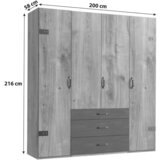 MID.YOU omara s klasičnimi vrati, barve grafita, barve hrasta | Shoptok.si