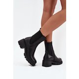 Boto Women's Block Heeled Eco Leather Boots Black Kyra | shoptok.hr