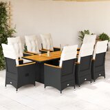  9-dijelni vrtni blagovaonski set s jastucima crni od poliratana | shoptok.hr